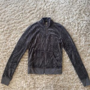 Juicy Couture - Grey Velour Sweatsuit Jacket with Silver and Pink Accents